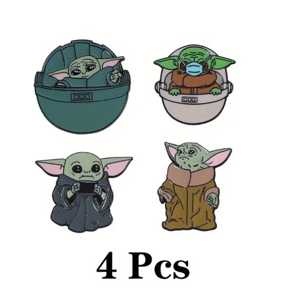 SET OF 4! Star Wars Baby Yoda Lapel Hat Pin Set Mandalorian Vintage - Picture 15 of 15